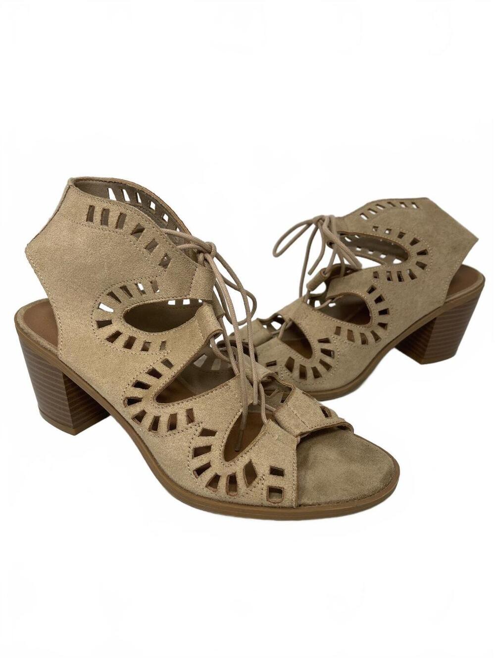 Womens Strappy Cutout Ankle Booties Chunky Block Heel Lace Up Gladiator Sandals